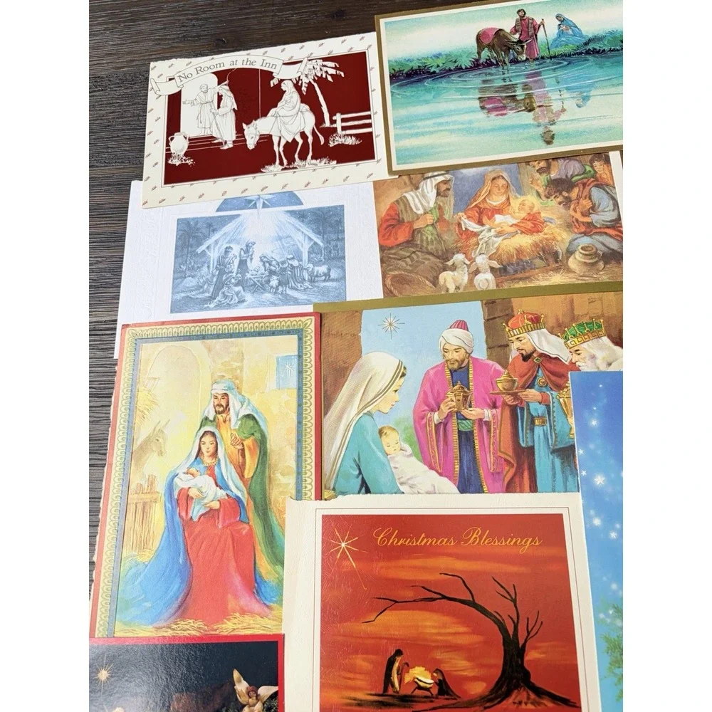 Vintage Christmas Cards Fronts ONLY Nativity Scrapbooking Crafts Lot of 50+